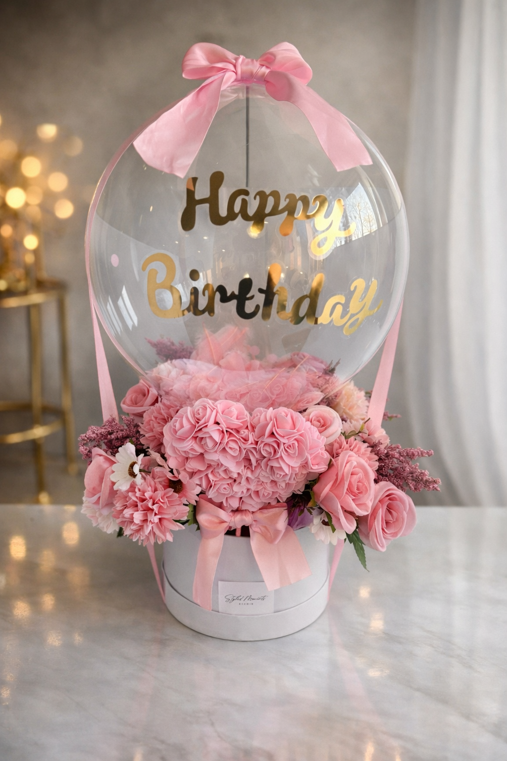 Pink Bloom Birthday Balloon Box